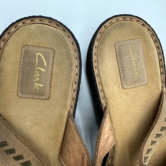 Clarks Artisan Sandals Womens Slip On Suede Leather Flats Active Air Tan 11 M - Picture 5 of 8